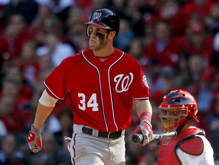 MLB on X: Yes Bryce Harper is wearing red contacts. And they are  terrifying:  / X