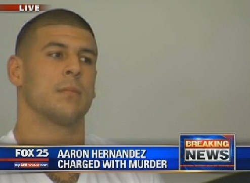 Aaron Hernandez arrested and in court house for arraignment.