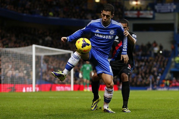 Eden Hazard of Chelsea controls 