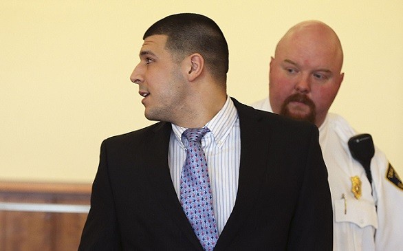 Aaron Hernandez leaves the courtroom 