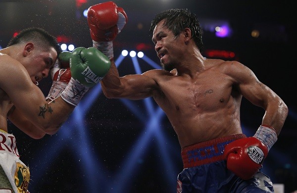 Manny Pacquiao of the Philippines fights Brandon Rios 