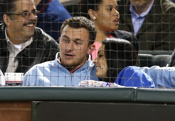  Johnny Manziel sits front row to watch the Texas Rangers