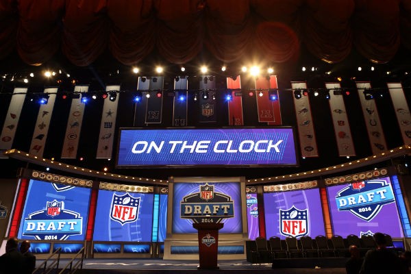 A general view of the stage and podium before the start of the 2014 NFL Draft at Radio City Music Hall. 