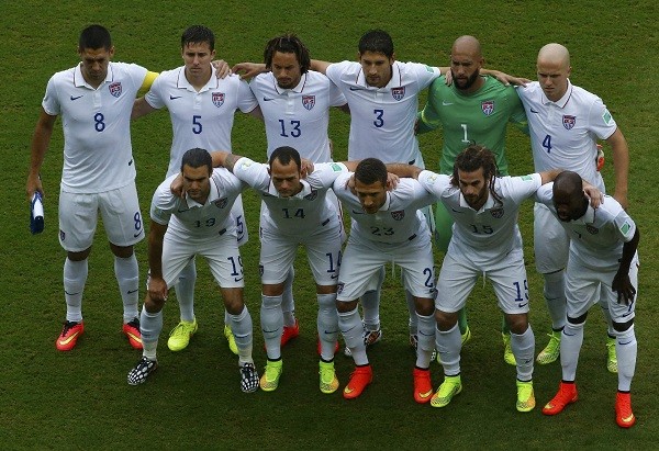 U.S national soccer players pose for a team photo during their 2014 World Cup Group G 