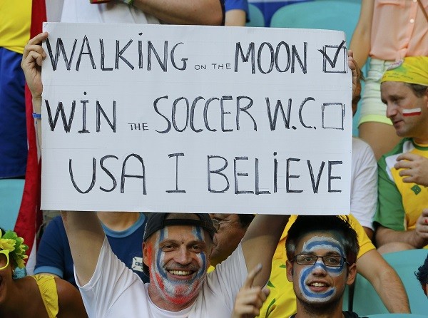 U.S. fans cheer their team before the 2014 World Cup
