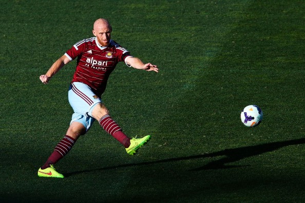 James Collins of West Ham United before playing in the Schalke Cup against Schalke in Germany