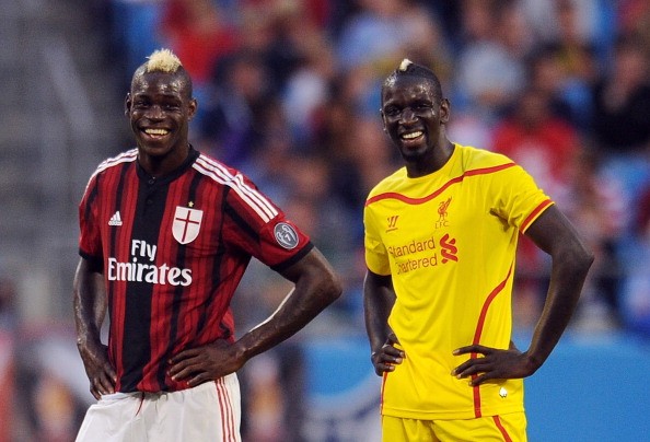 Mamadou Sakho of Liverpool and Mario Balotelli of AC Milan 