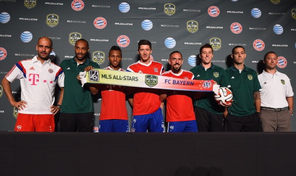 Head coach Josep Guardiola of Muenchen, Thierry Henry of MLS All Stars