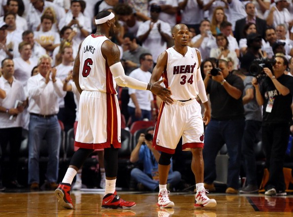 LeBron James #6 and Ray Allen #34 