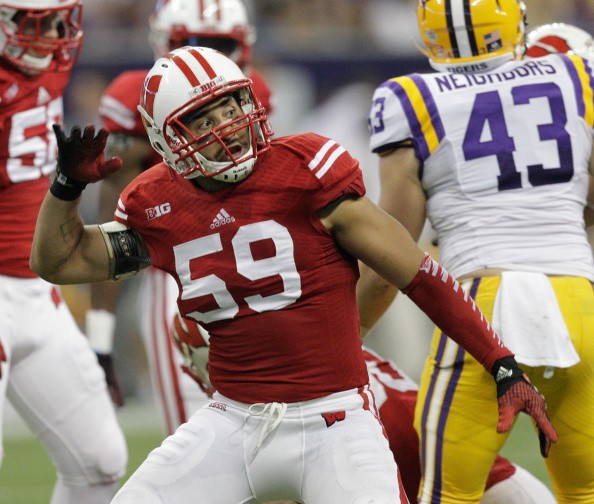 Marcus Trotter #59 of the Wisconsin Badgers