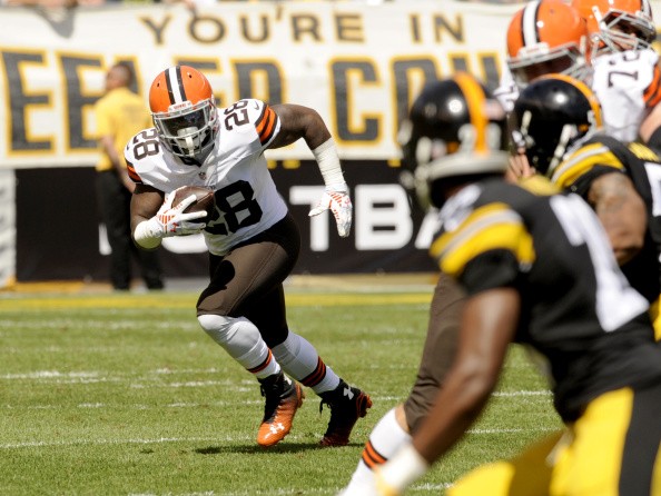 Running back Terrence West #28 of the Cleveland Browns 