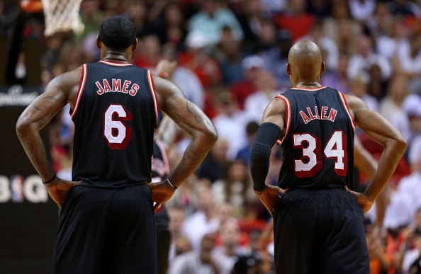 LeBron James #6 and Ray Allen #34