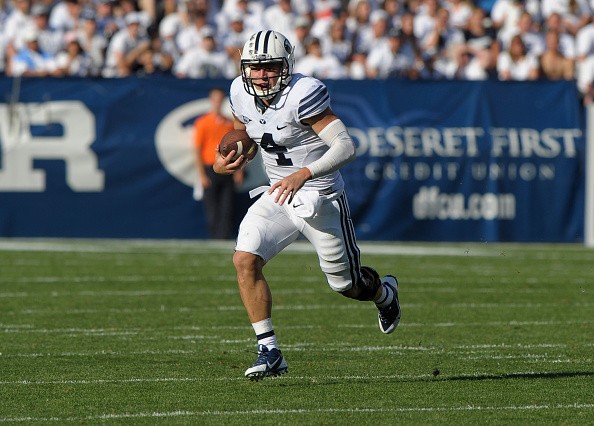 Quarterback Taysom Hill #4 of the Brigham Young Cougars