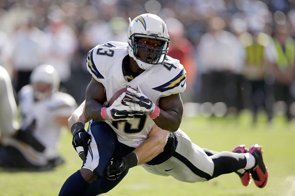 Branden Oliver #43 of the San Diego Chargers