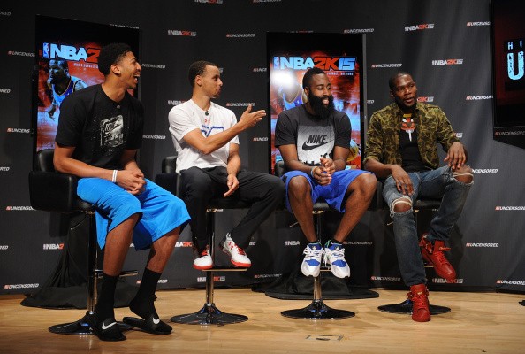 NBA 2K15 Uncensored featured NBA stars Anthony Davis, Stephen Curry, James Harden and Kevin Durant 