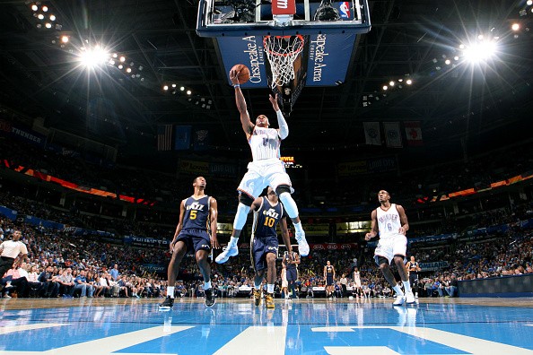 Russell Westbrook #0 of the Oklahoma City Thunder