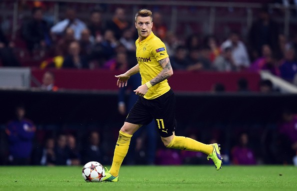 Marco Reus of Dortmund runs with the ball the UEFA Champions League 