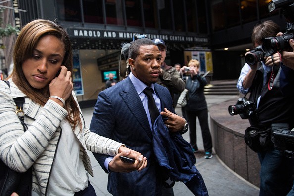 Suspended Baltimore Ravens football player Ray Rice