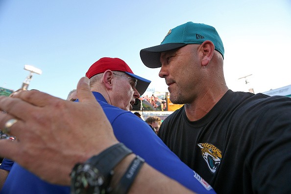 Head coaches Gus Bradley of the Jacksonville Jaguars and Tom Coughlin