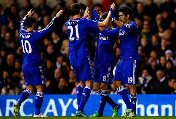Diego Costa of Chelsea celebrates