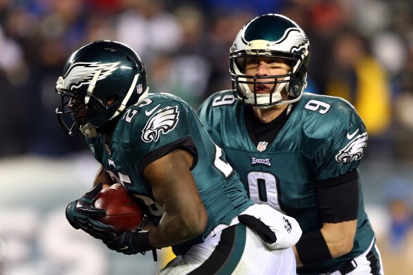 Nick Foles #9 hands the ball off to LeSean McCoy #25 of the Philadelphia Eagles 