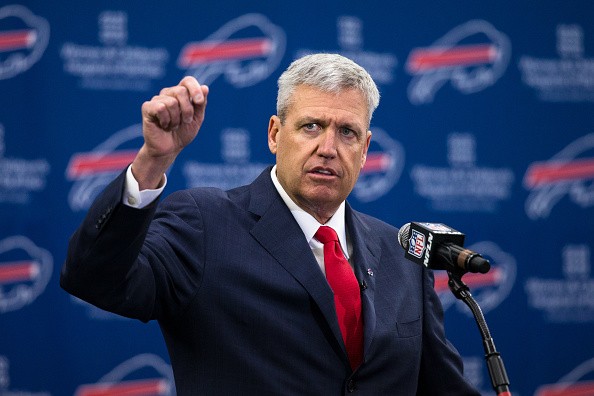 Rex Ryan speaks at a press conference 