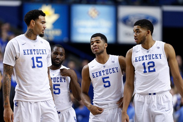Karl-Anthony Towns #12, Andrew Harrison #5, Dominique Hawkins