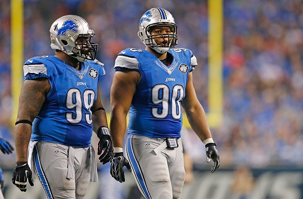 C.J. Mosley #99 and Ndamukong Suh #90 of the Detroit Lions