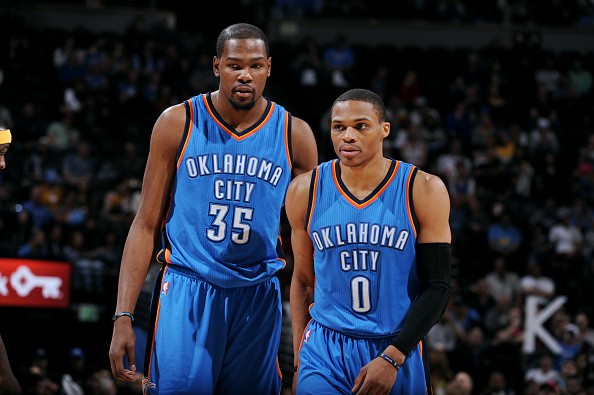 Kevin Durant #35 and Russell Westbrook