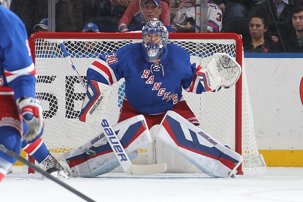 Henrik Lundqvist #30 of the New York Rangers