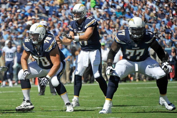 San Diego Chargers block for quarterback Philip River