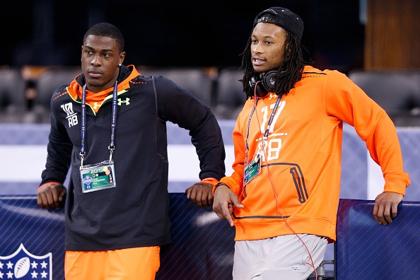 Running backs Todd Gurley (right) of Georgia and Tevin Coleman