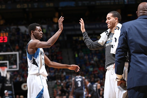 Andrew Wiggins #22 and Kevin Martin #23