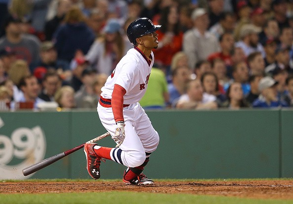 Mookie Betts #50 of the Boston Red Sox 
