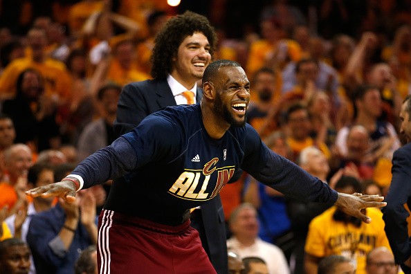 LeBron James #23 and Anderson Varejao #17 of the Cleveland Cavaliers 