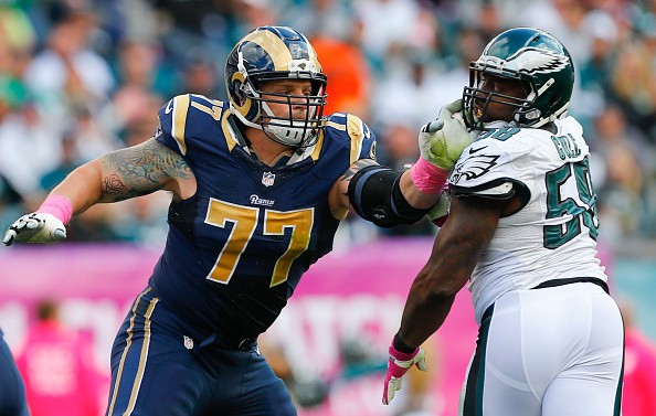 Offensive tackle Jake Long #77 of the St. Louis Rams blocks