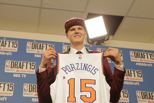 Kristaps Porzingis, the fourth overall pick of the NBA Draft by the New York Knicks