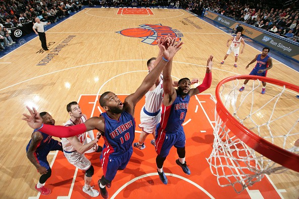 Greg Monroe #10 and Andre Drummond #0 