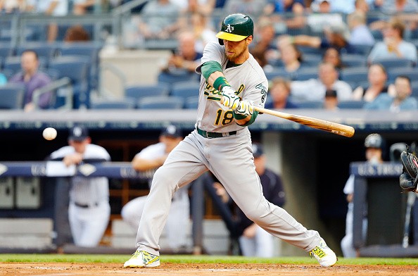 Ben Zobrist #18 of the Oakland Athletics in action against the New York Yankees 