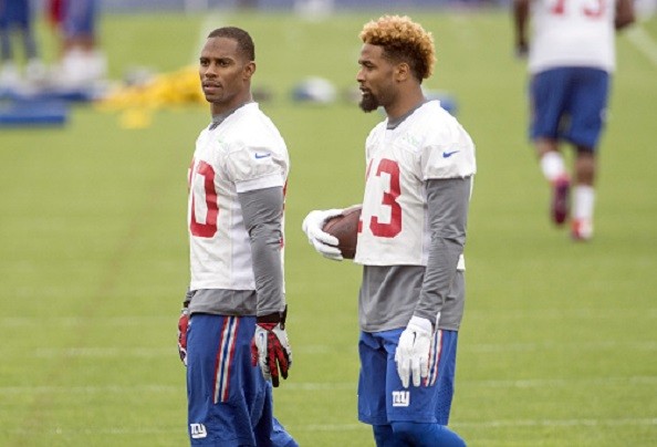 New York Giants wide receiver Victor Cruz (80) and New York Giants wide receiver Odell Beckham