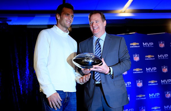 Tom Brady of the New England Patriots with NFL Commissioner Roger Goodell 