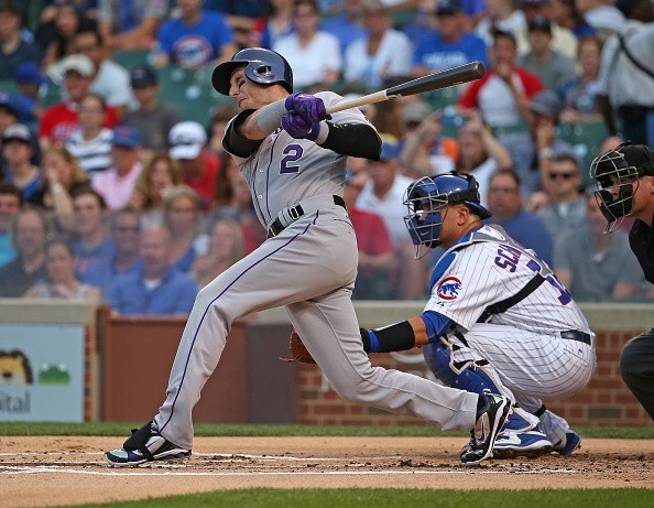 Troy Tulowitzki #2 of the Colorado Rockies bats against the Chicago Cubs 