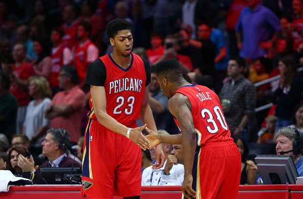 Anthony Davis #23 and Norris Cole #30 of the New Orleans Pelicans 