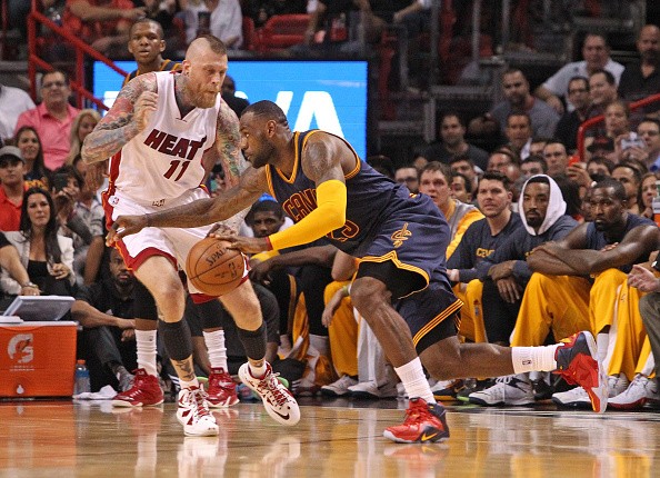 Cleveland Cavaliers' LeBron James, Miami Heat's Chris Andersen