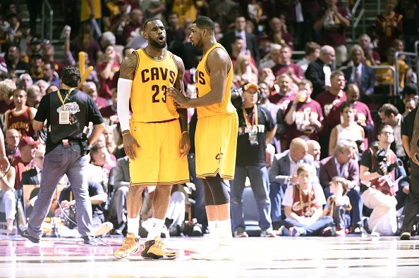 Cleveland Cavaliers LeBron James (23) with Tristan Thompson