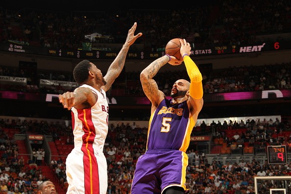 Carlos Boozer #5 of the Los Angeles Lakers