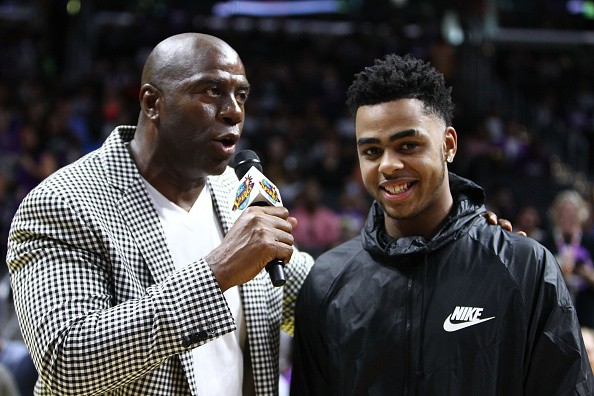 D'Angelo Russell of he Los Angeles Lakers