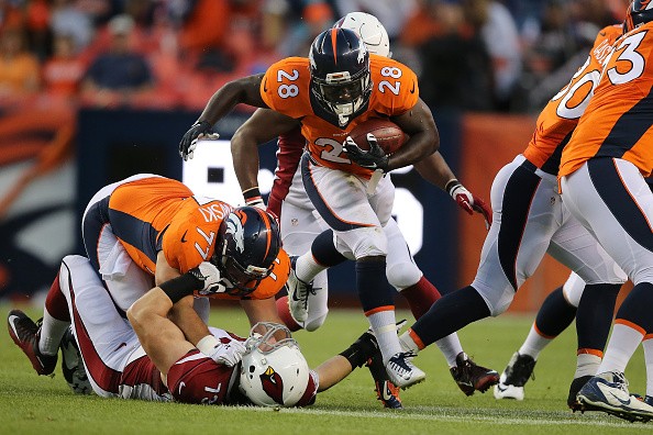 Running back Montee Ball #28 of the Denver Broncos