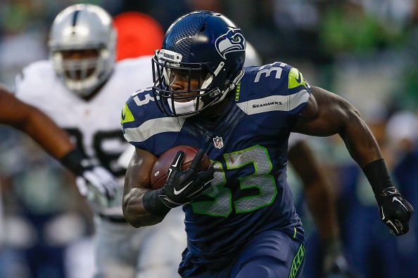 Running back Christine Michael #33 of the Seattle Seahawks