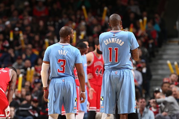 Chris Paul #3 and Jamal Crawford #11 of the Los Angeles Clippers